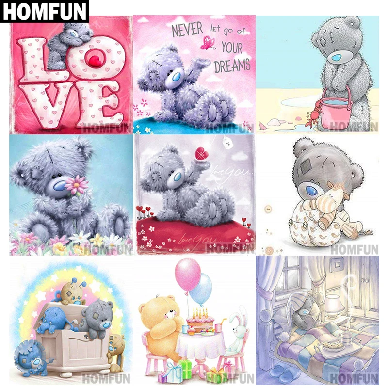 Алмазная живопись HOMFUN A03797 мультяшный медведь полноразмерная/круглая вышивка