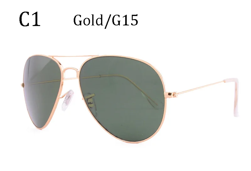 Пилот Классические Стеклянные линзы солнцезащитные очки es для мужчин и женщин 58 мм G15 линзы авиационные солнцезащитные очки es для мужчин UV400 защита от лучей Oculos De Sol