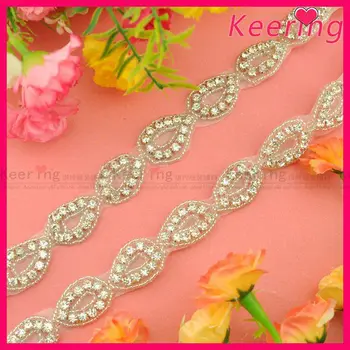 

Lovely Clear Crystal Rhinestone Beaded Applique WRA-720