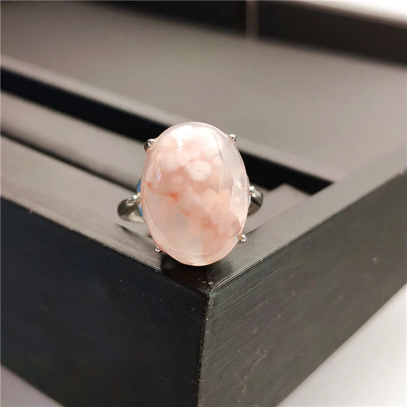 Натуральная вишня агатовое кольцо для женщин вечерние 925 пробы серебро AAAAA 18x13 мм шарик Роскошные ювелирные изделия кристалл