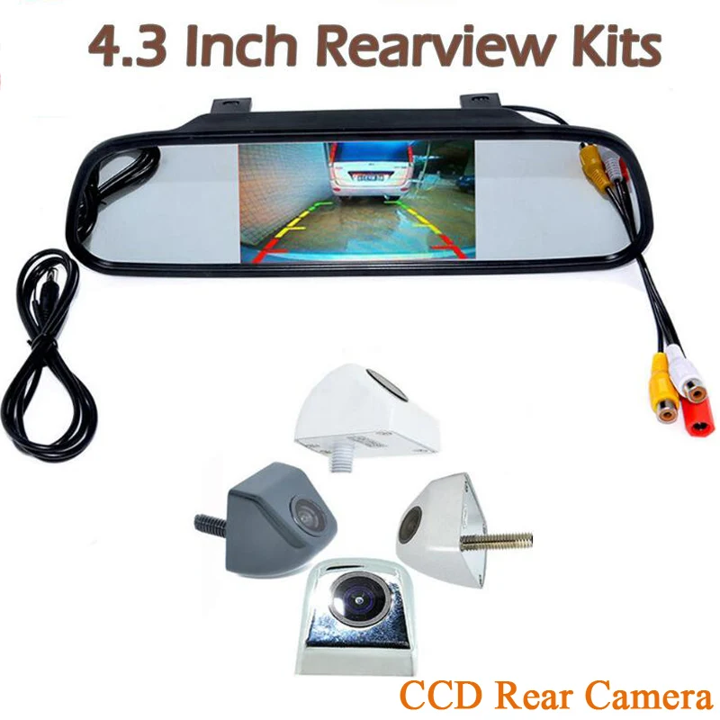 

4.3" Car TFT LCD Monitor Mirror parking & HD CCD Reverse Backup night vision car rear view camera Kit For all car waterproof