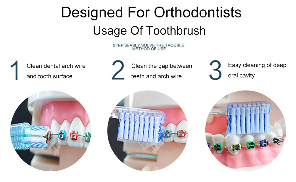 2 шт Профессиональная Ортодонтическая зубная щетка для ухода за полостью рта Очистка зубов эко мягкие щетки для волос