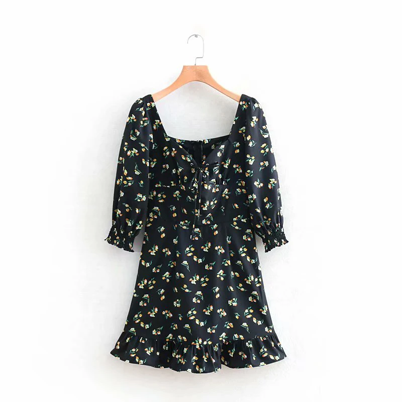 

Women Spring Prairie Chic Floral Print Berka Blouse 2019 Ladies New Sweet Short Sleeve Bow V-neck Shirts blusas mujer de moda