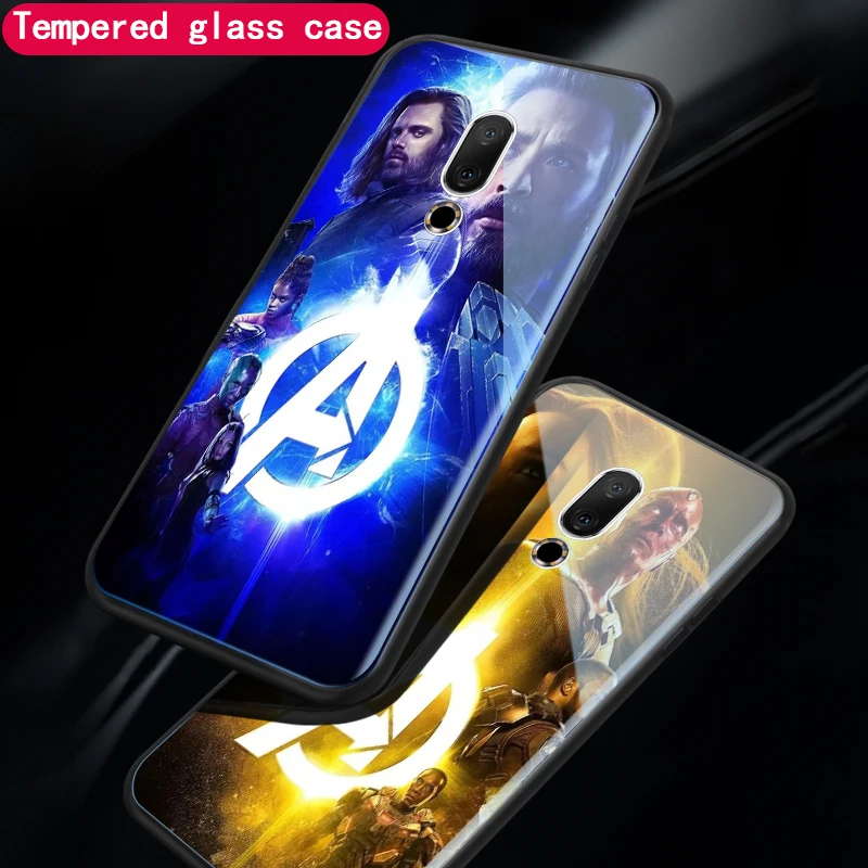 

Popular Avengers Glass Case For Meizu 15 lron Man Back Cover Phone Case For Meizu 15 Plus