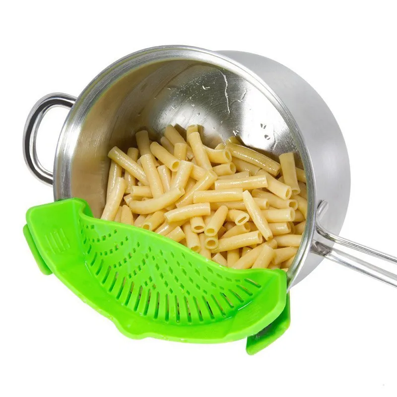 

Silicone Kitchen Extras Silicone Clip-On Snap Strainer Clip Colander Multi Function Pot Clip Leaking Water Stainers Gadgets