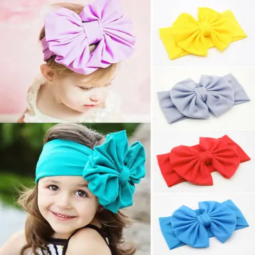 

Candy Colors Kids Baby Girls Headband Big Bow Hair Band Baby Accessories Elastic Headwear