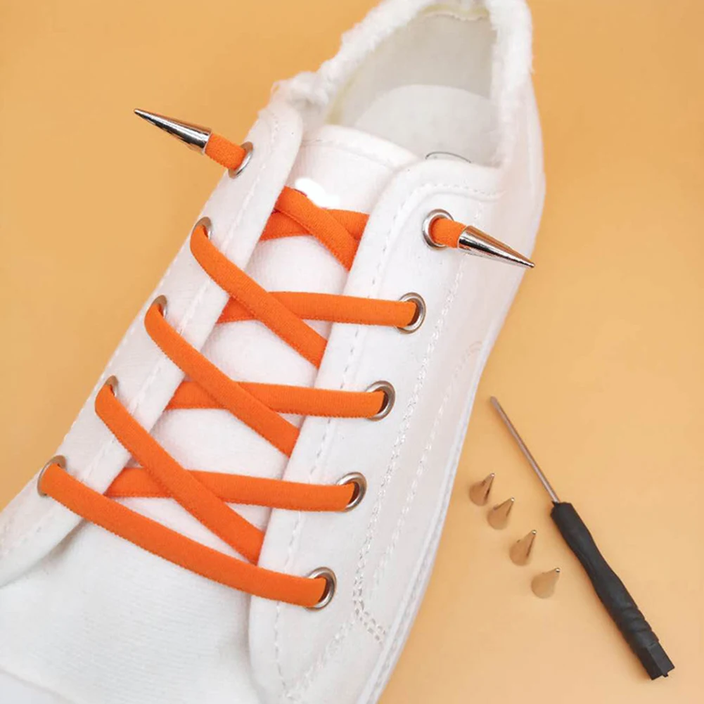 Стиль ленивые шнурки полукруглые плоские без шнуровки эластичные мужские и женские спортивные ленивые шнурки дикие эластичные нейлоновые яркие цвета - Цвет: Оранжевый