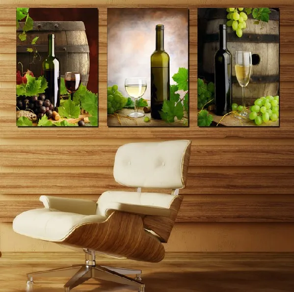 

2016 New 3 Panel Modern Painting Home Decorative Art Picture Paint On Canvas Prints Grape And Wine Painting By Numbers Unframed