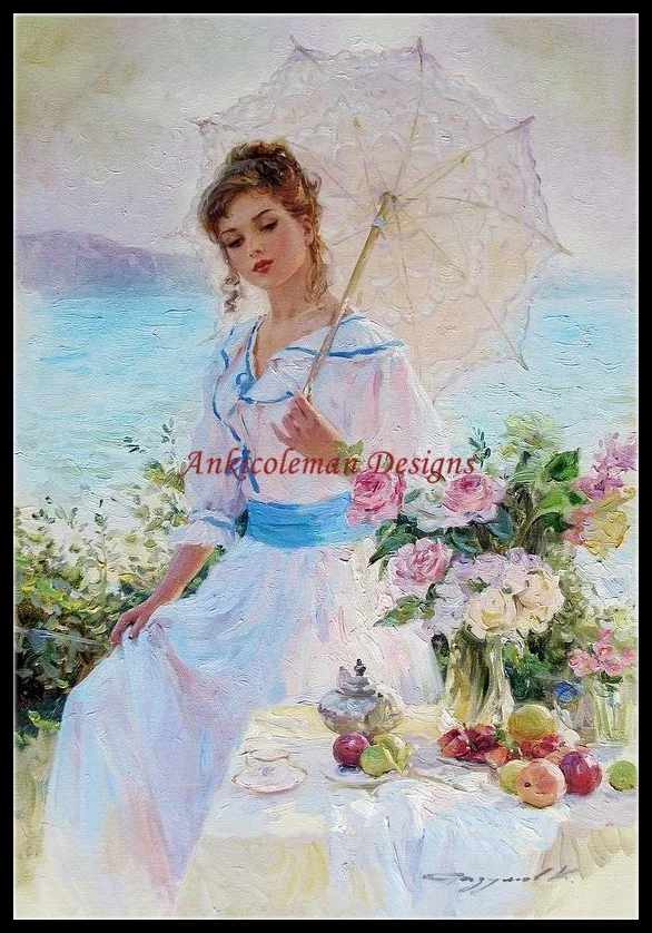 

Needlework for embroidery DIY French DMC High Quality - Counted Cross Stitch Kit 14 ct Oil painting - Young Lady , Early Morning