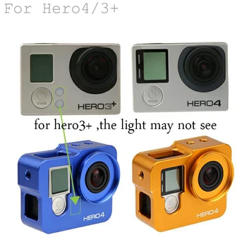 

Go pro hero 4 3+ Aluminium frame Housing Case + len UV filter for gopro go pro hero 4 hero4 hero3+ black camera accessories