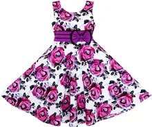 Sunny Fashion Filles Robe Princesse Rose Fleur Arc Cravate Partie D’été Coton 2017 Robes De Mariage D’été Fille Vêtements Taille 6-12