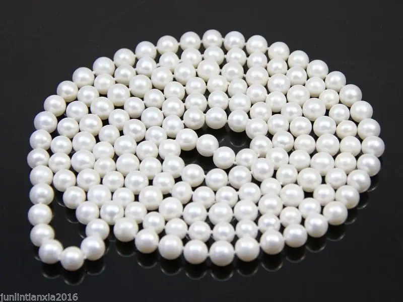 Hot selling free shipping*******Genuine white freshwater cultured pearl 7-8mm necklace 36 inches long AAA