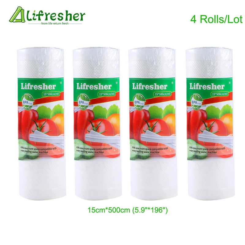 Lifresher 3 рулона/партия вакуумные пакеты для пищевых продуктов, вакуумный пакет для хранения, кухонная упаковка, пластиковый герметик в рулоне 12 15 20 25 28*500 см