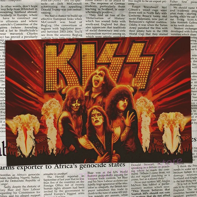 ВИНТАЖНЫЙ ПЛАКАТ Kiss band крафт ретро Европейская и американская музыкальная команда звезда классическая декоративная живопись Ретро плакат/6026 - Цвет: 13