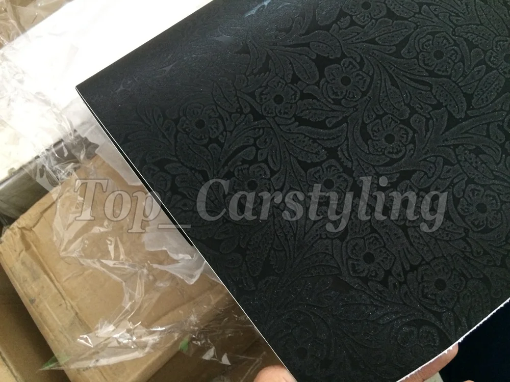 Рельефная 3D Черная Виниловая пленка для отделки автомобиля с воздушным