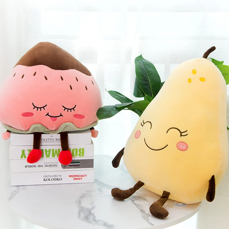 Watermelon Strawberry Pear Plush Toys Kawaii Cartoon Cute Fruit Stuffed Doll Soft Boys Girls Cushion Pillow For Kids Children