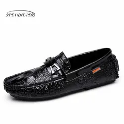 2019 повседневная обувь мужская обувь кожаные кроссовки Роскошные черные Брендовые мужские мокасины обувь без шнуровки Мужская обувь для