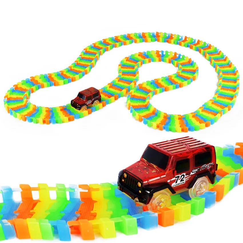 Miracle Glow Racing Track Set Flexible Track Led Car Toy 100/165/220