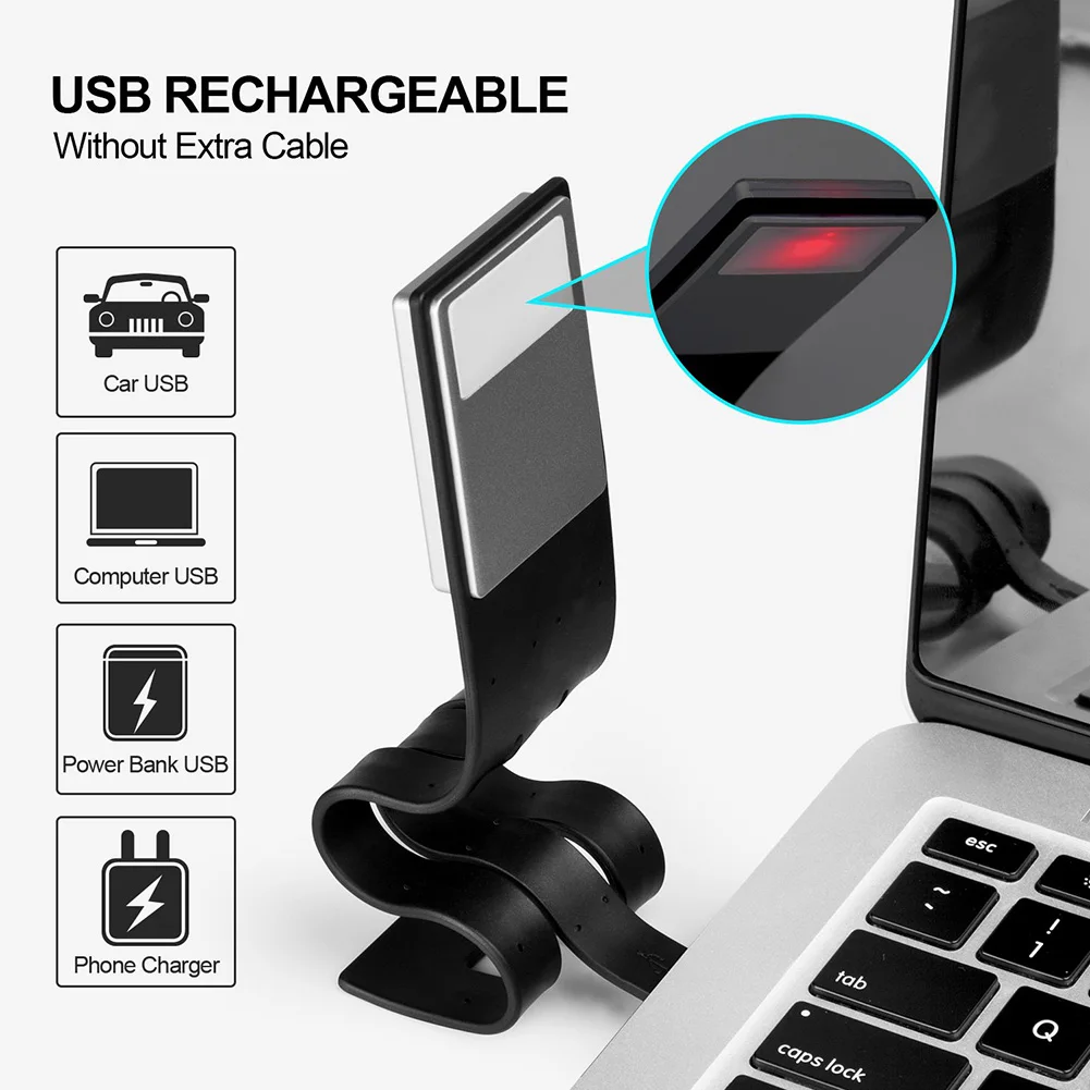 Светодиодная лампа для чтения с высоким зажимом гибкая USB зарядка подходит