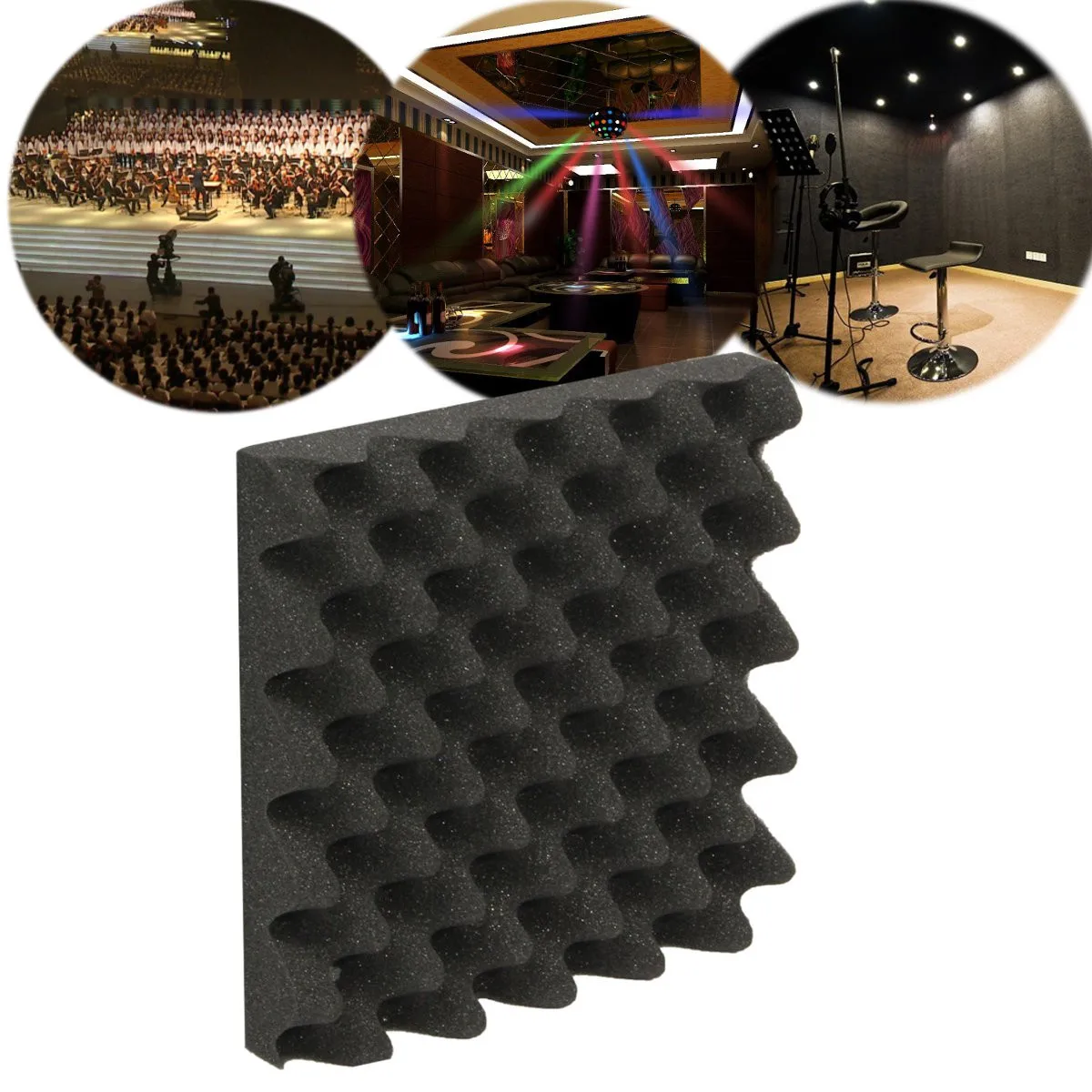 6Pcs 25X25X5CM Studio Acoustic Wedge Studio Foam Sound Noise Insulation Sponge Absorption Treatment Panel Tile
