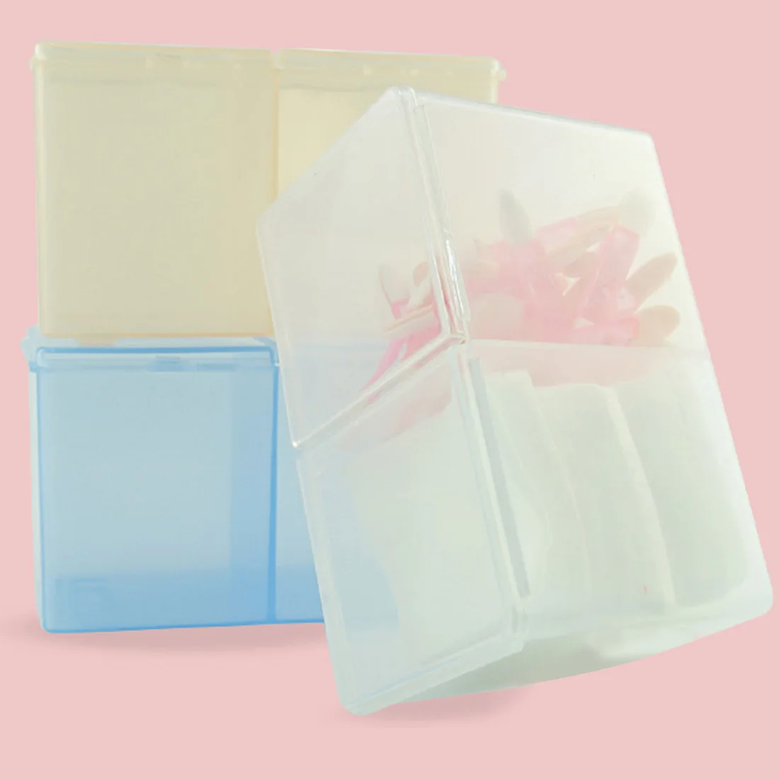 

Nail Art Gel Polish Remover Cleaning Cotton Pad Organizer Holder Double Gloss Clear Storage Beauty Coton Box 2 Compartments Gift