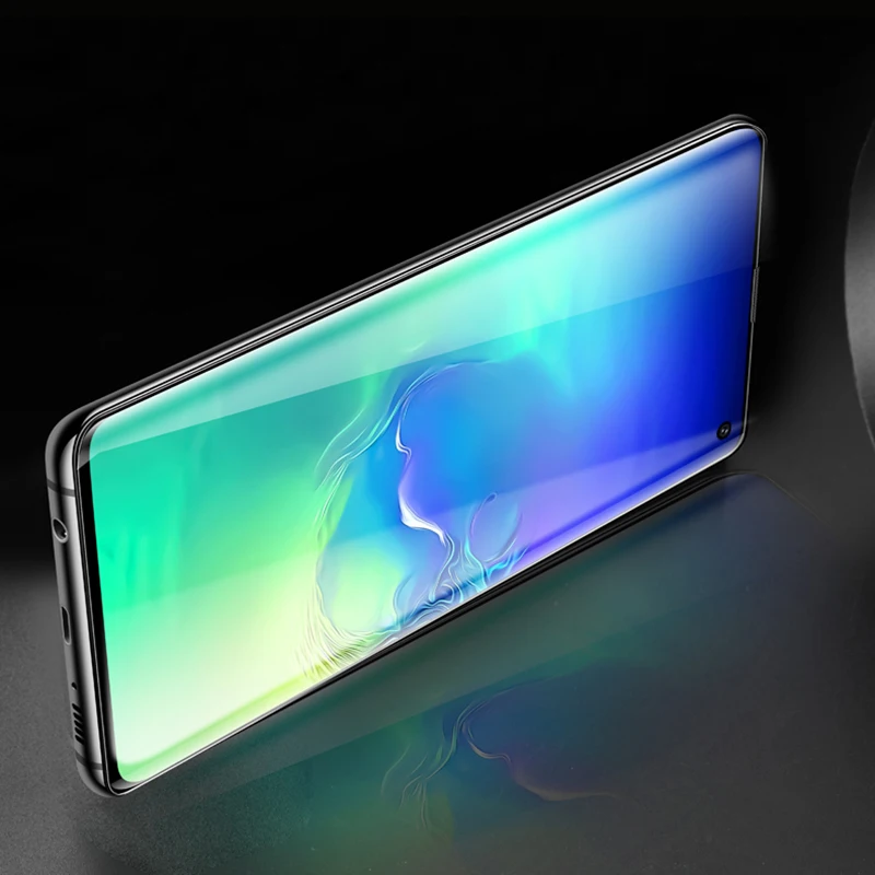 Полный клей экран 3D закаленное стекло + УФ свет для SAMSUNG Galaxy S10 Plus S10e S9 S8 Note 8 S7 Edge