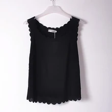 Сексуальные конфеты цвет шифон жилет топы чистый цвет топики женские летние волнистые свободные повседневные без рукавов шифоновая блузка майка