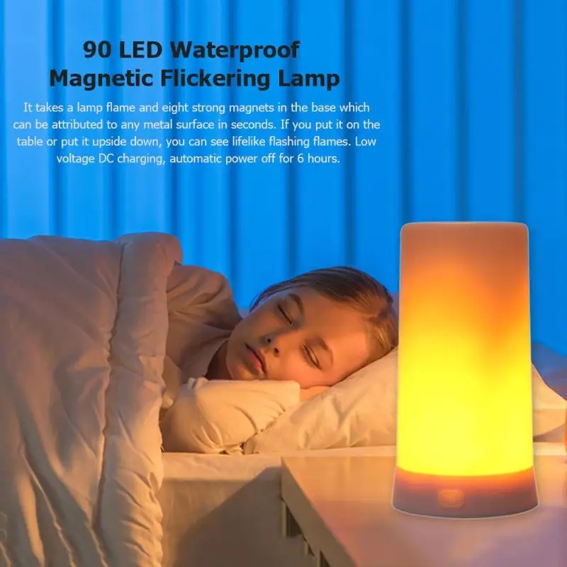 90 LED Waterproof Magnetic Flickering Light Courtyard Balcony Flame Lamp Flickering Emulation Decor Lamp Creative Fire Lights