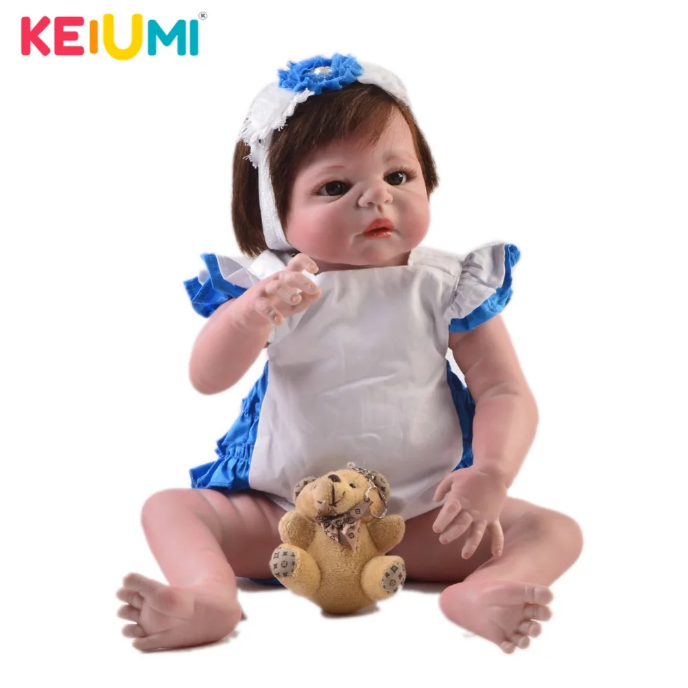 

KEIUMI 23 Inch Handmade Reborn Dolls Full Body Silicone Red Skin Realistic Girl Baby Doll Toy For Children's Day Gift Human Hair
