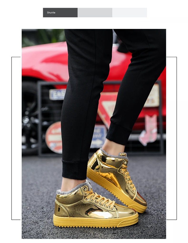 Moipheng/; женская обувь из вулканизированной кожи; короткие плюшевые теплые кроссовки; женская обувь для баскетбола на шнуровке; блестящая зеркальная кожаная обувь на плоской подошве; цвет золотой