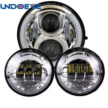 

Unodeve Headlamp 7" Round H4 Hi/Low Beam Motorcycle LED Headlight+4-1/2" Passing Lamps 4.5" Fog Light for Motorcycles