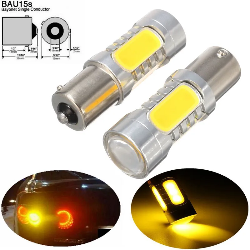 2 шт. 1156PY BAU15S PY21W 7 5 W светодиодный cob лампы поворотный сигнал заднего хода свет