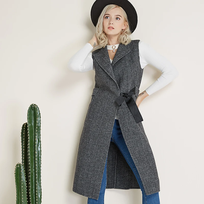 2018Autumn winter wool vest coat female fashion wool coat V neck