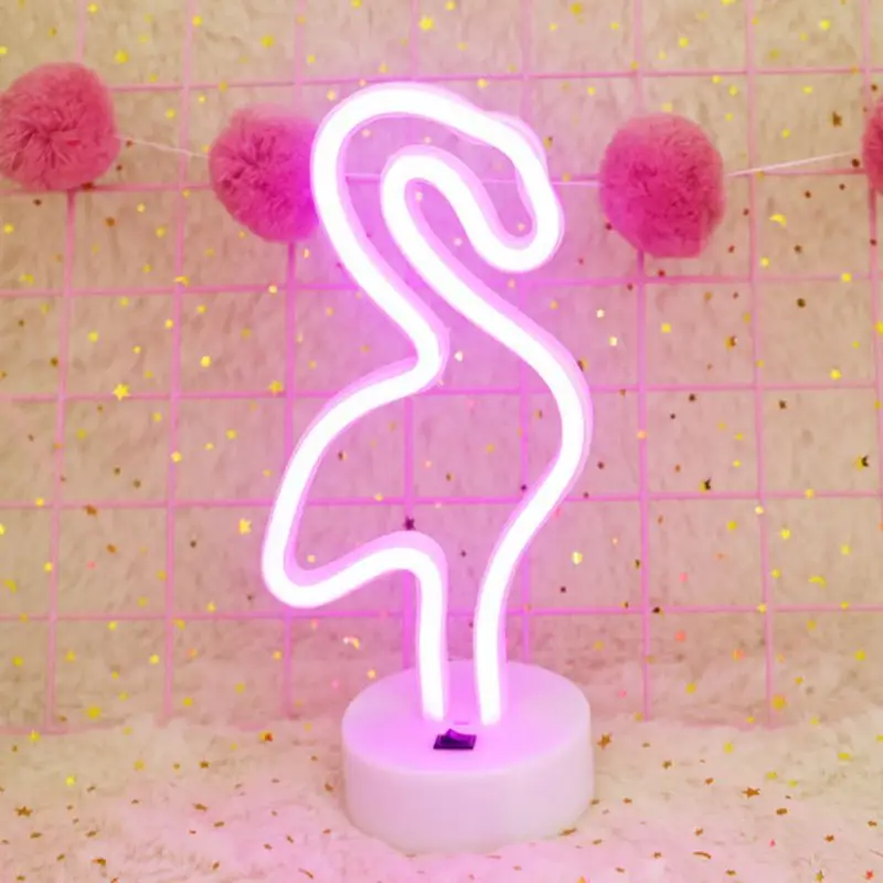 

New 4.5V Neon LED Night Lamp Table Night Lights Flamingo Battery For Home Wedding Christmas Decoration With IP42
