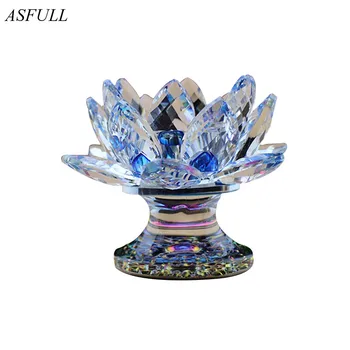 

ASFULL Crystal Lotus Candle Holder Home Decoration Home Accessories A Variety Colors for Optional Romantic Wedding Candlestick