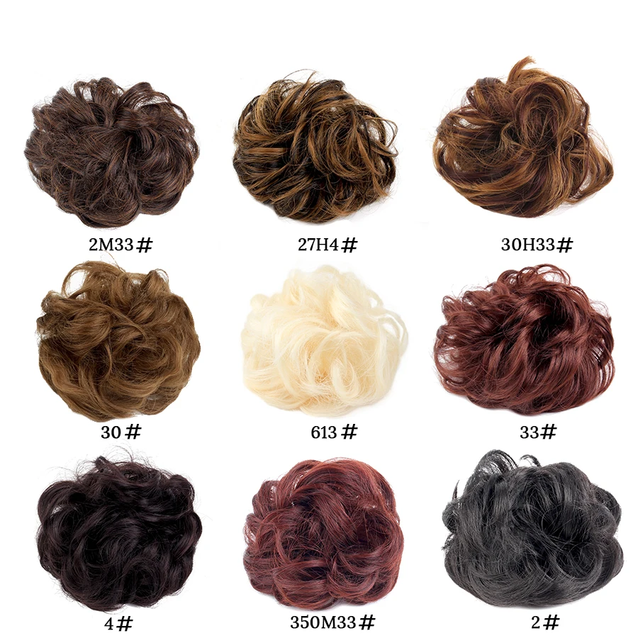 AliLeader Synthetic Elastic Wavy Curly Hair Donut Curly Chignon Hair Piece For Women Fake Hair Bun Black Brown 1pcs Ponytails