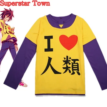 

Anime T-shirts Women Harajuku NO GAME NO LIFE Cosplay " I Love Human" T-shirt Long Sleeve Female Tops Tee The Game Of Life