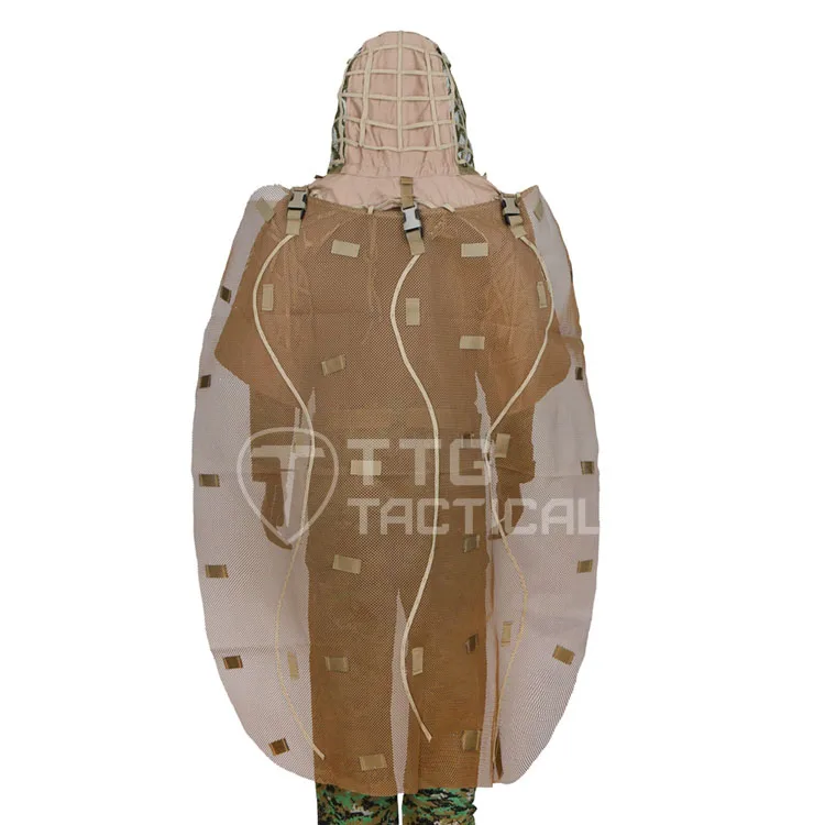 TTGTACTICAL военный Ghillie капюшон со съемным Ghillie накидка верхняя одежда для снайпера и Ghillie пончо армейский зеленый