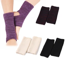 2 пары, женские носки для йоги с открытым каблуком, Осень-зима, женские вязаные леггинсы гетры из акрилового волокна, Вязаные чехлы для обуви