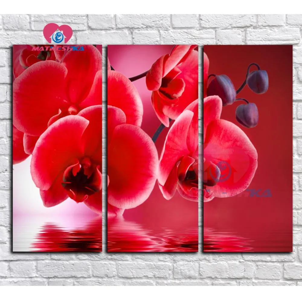 

Diamond embroidery flowers Diamond cross stitch pictures painting triptych 5d diy diamond painting full drill resin mosaic kit