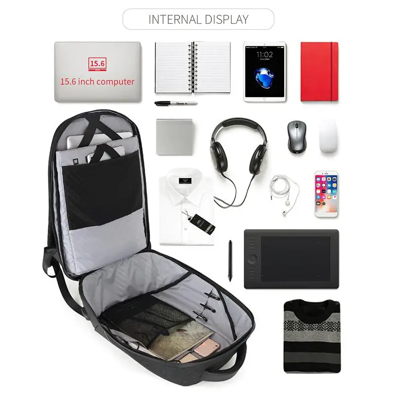 ARCTIC HUNTER Business Travel USB Backpack Men Anti-Theft 15 Inch Laptop Backpack Men's Casual Back Pack Bag Women B00216