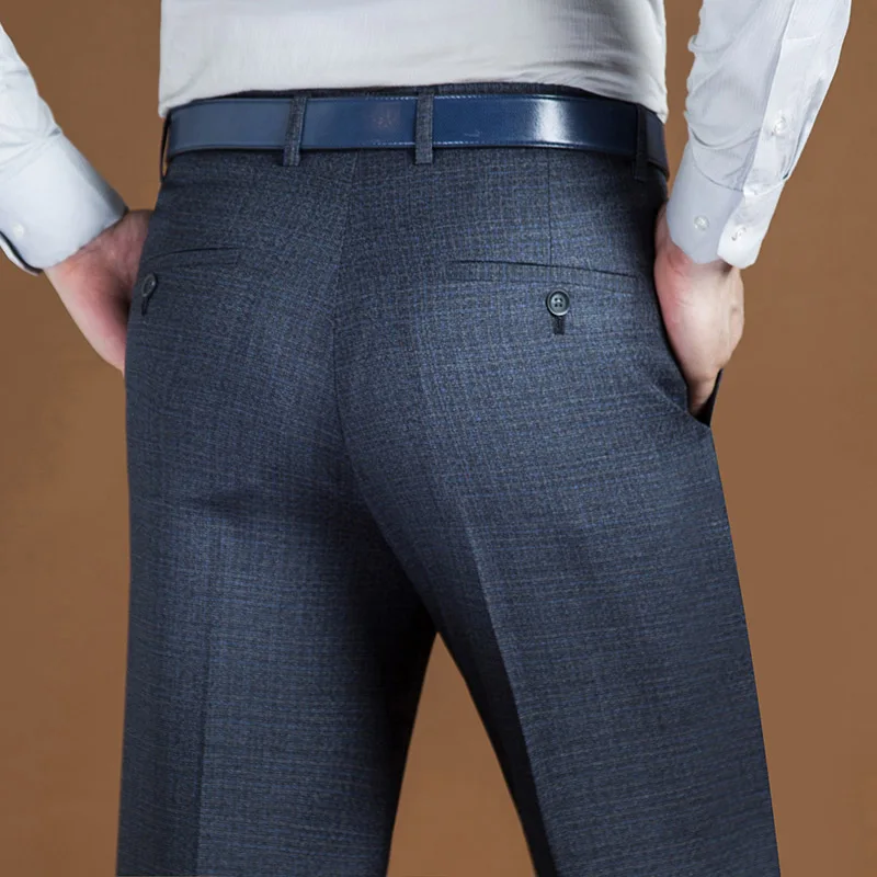 Весна Осень деловой костюм брюки мужские повседневные классические черные брюки мужские формальные обычные офисные длинные брюки платье - Цвет: 586 Mid Gray Pants