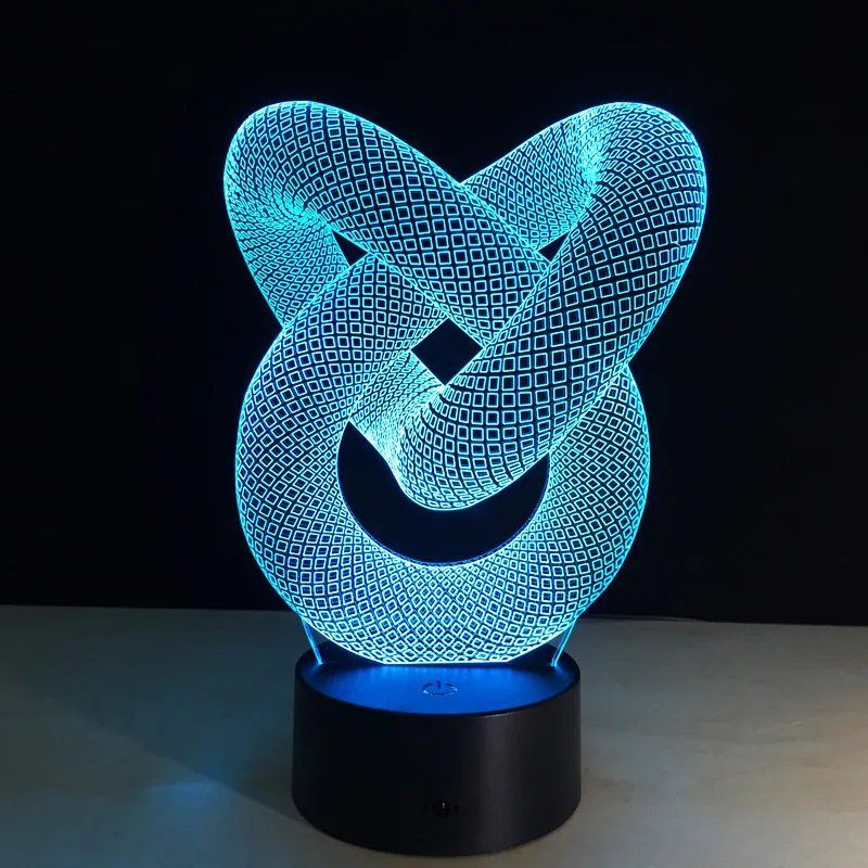 Abstract Circle Love Knot Bulbing 3D LED Light Hologram Illusion 7 Colors Change Decor Lamp Best Night Light Gift For Home Deco 