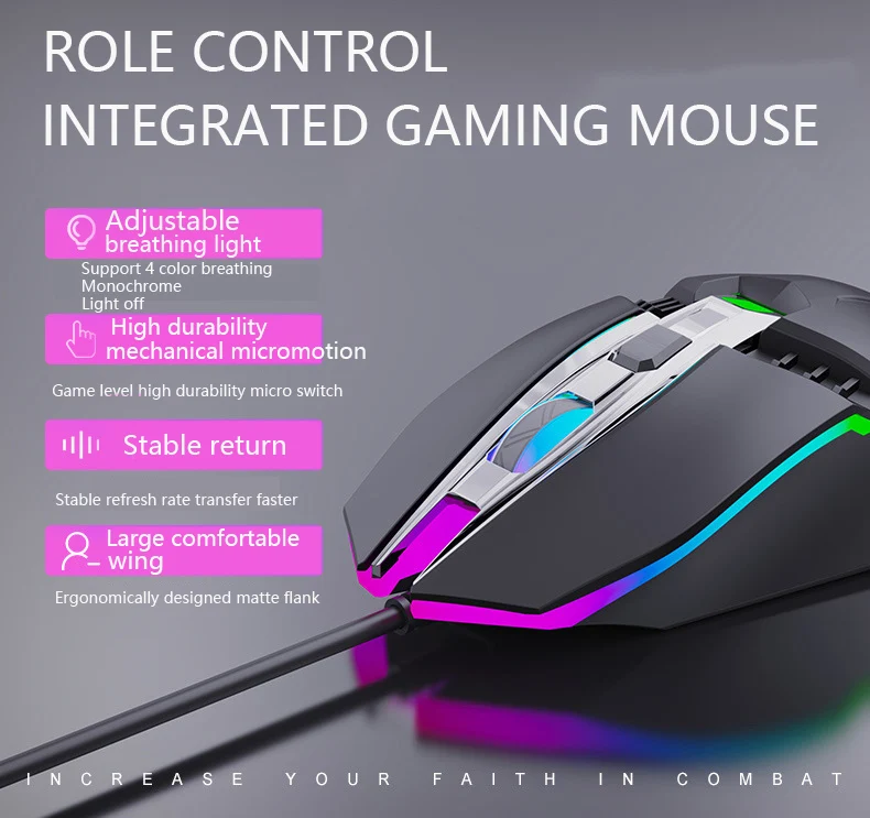 V2RGB Pro Gaming Keyboard Мышь 4D 1800 Точек на дюйм регулируемый Проводная оптическая светодиодный компьютерная мышь USB кабель Мышь для ноутбука PC Gamer Мышь