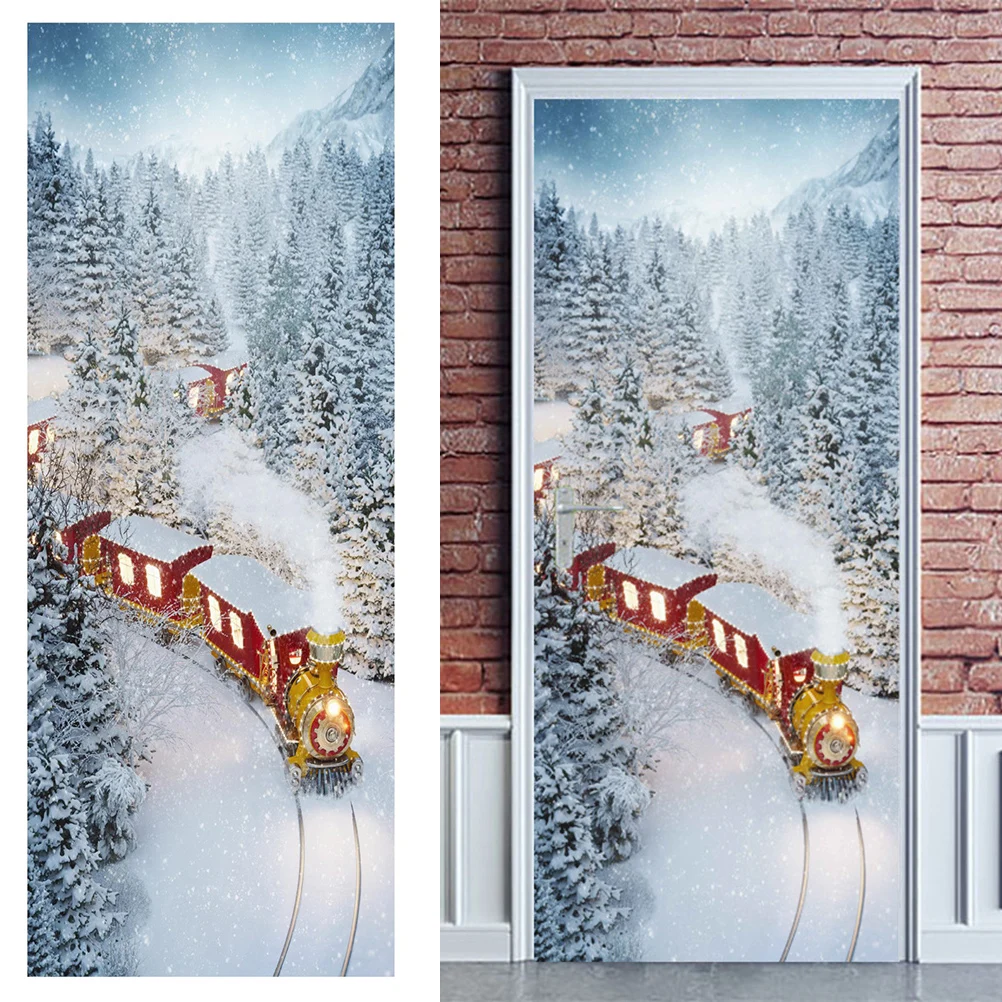 Придверный, с рождественскими мотивами стикер съемный ПВХ утолщение водонепроницаемый настенный художественный стеклянный оконный стикер Ремонт дверей для дома отель A20