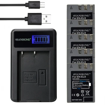 

5PCS 2500mAh EN-EL9 EN-EL9a EN EL9 EN EL9a EL9a Digital Camera Battery For Nikon EN-EL9a D3000 D40X D40 D5000 D60