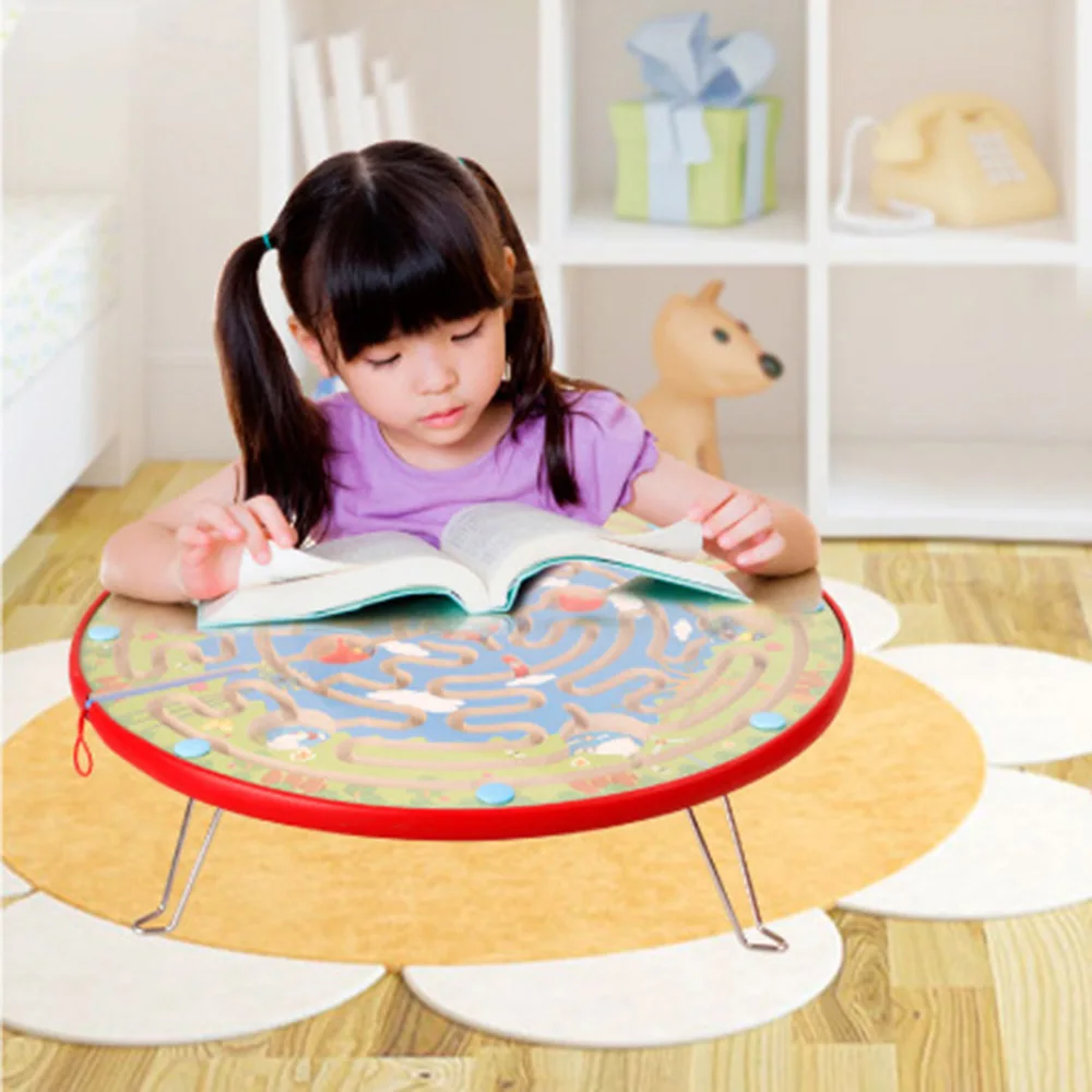 

Kids Wooden Educational Toys Labyrinth Walking Beads Slip Board Games Annular Magnetic Track Brush Maze Intellectual Development