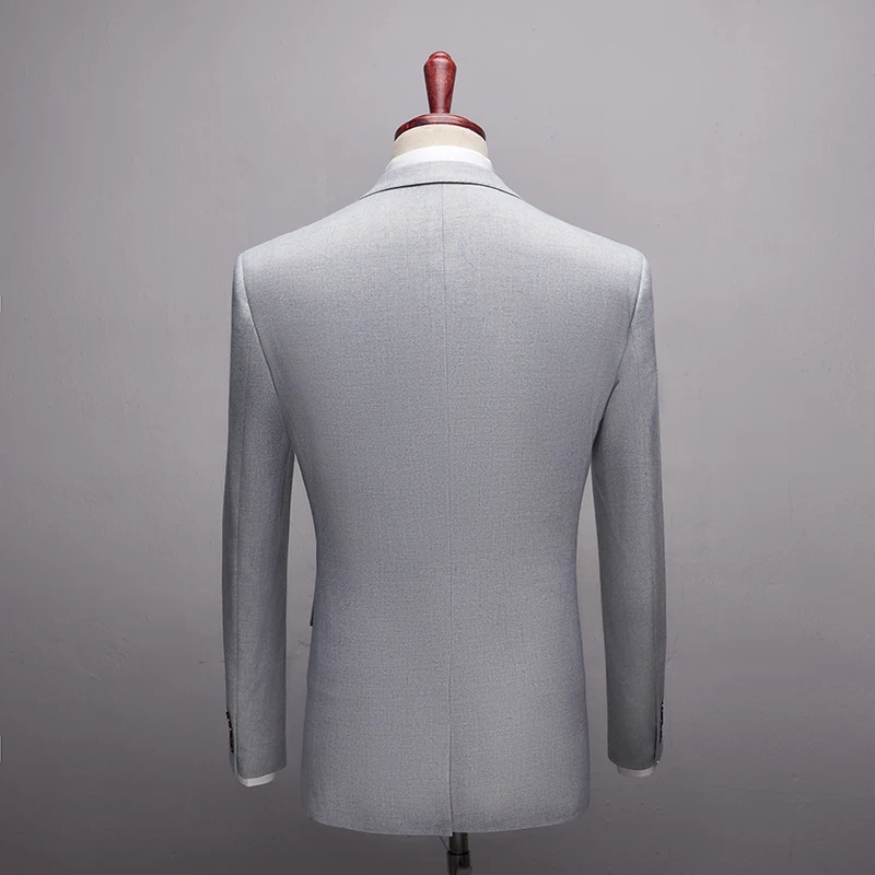 2020 New High quality Grey Men suits Costumes Pants Set Formal 3 Pieces Wedding Groom Tuxedos Prom Slim Fit Notched lapel Suits