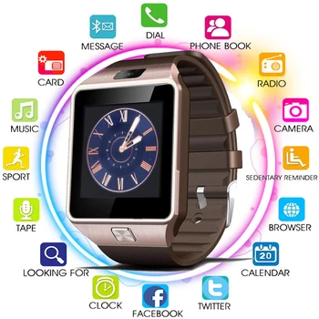 

TOP Touch Screen Smart Watch With Camera Bluetooth WristWatch SIM Card Smartwatch For Ios Android Phones Support Multi language