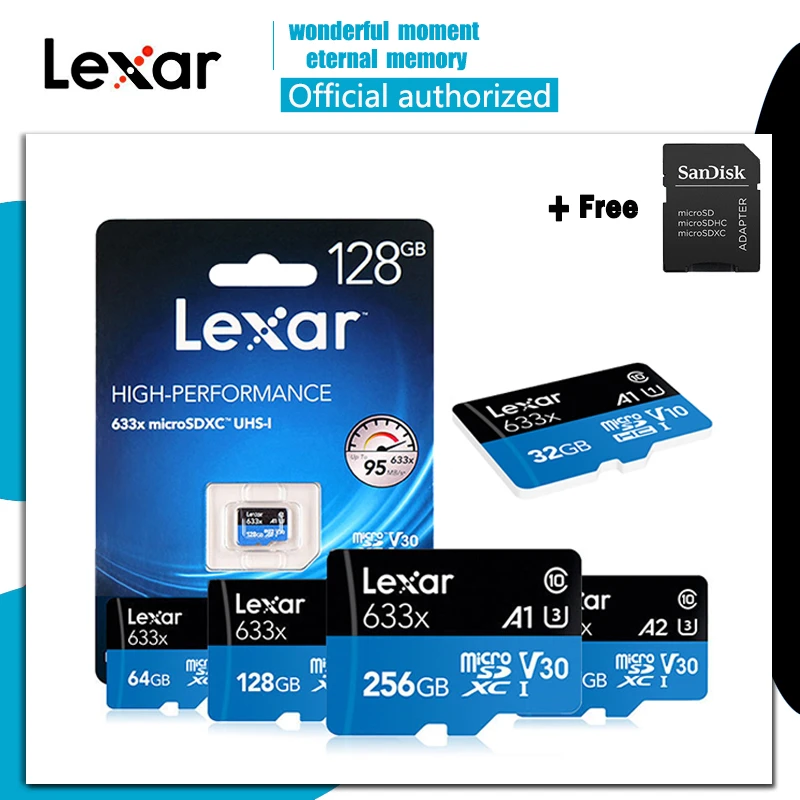 Lexar 633X Micro SD 128GB 32GB 64GB 256GB 512GB 16GB Micro SD Card SD/TF Flash Card Memory Card